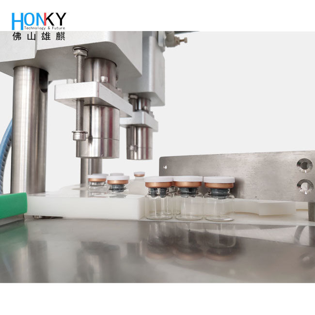 Dondurulmuş kuru toz şişe kırpma için hava kırpma ile masaüstü Çift Başlı Şişe Kaplama Makinesi