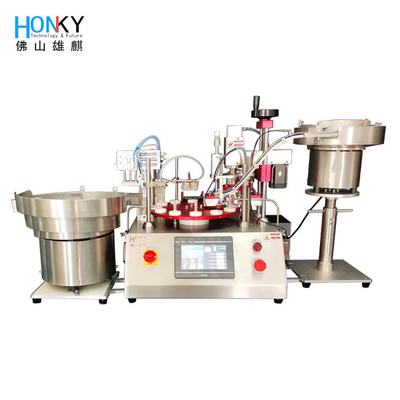 Masaüstü Otomatik 40BPM Sıvı Doldurma ve Kaplama Makinesi 2ml şişe paketleme için seramik piston pompası ile